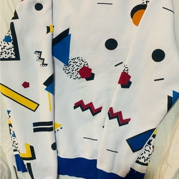 Mens Vintage Y2K 90s Geometric Sweatshirt Athleisure Retro Streetwear Dopamine - Picture 2 of 2